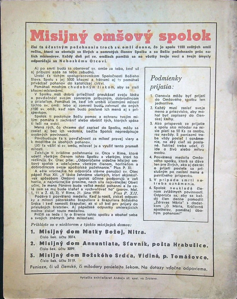 Misionársky kalendár 1943