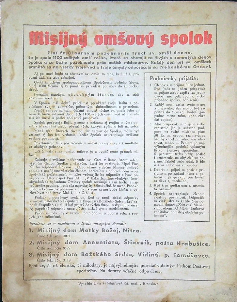 Misionársky kalendár 1944