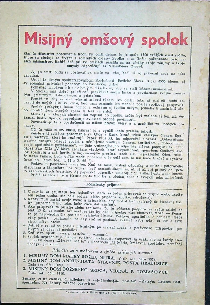 Misionársky kalendár 1945