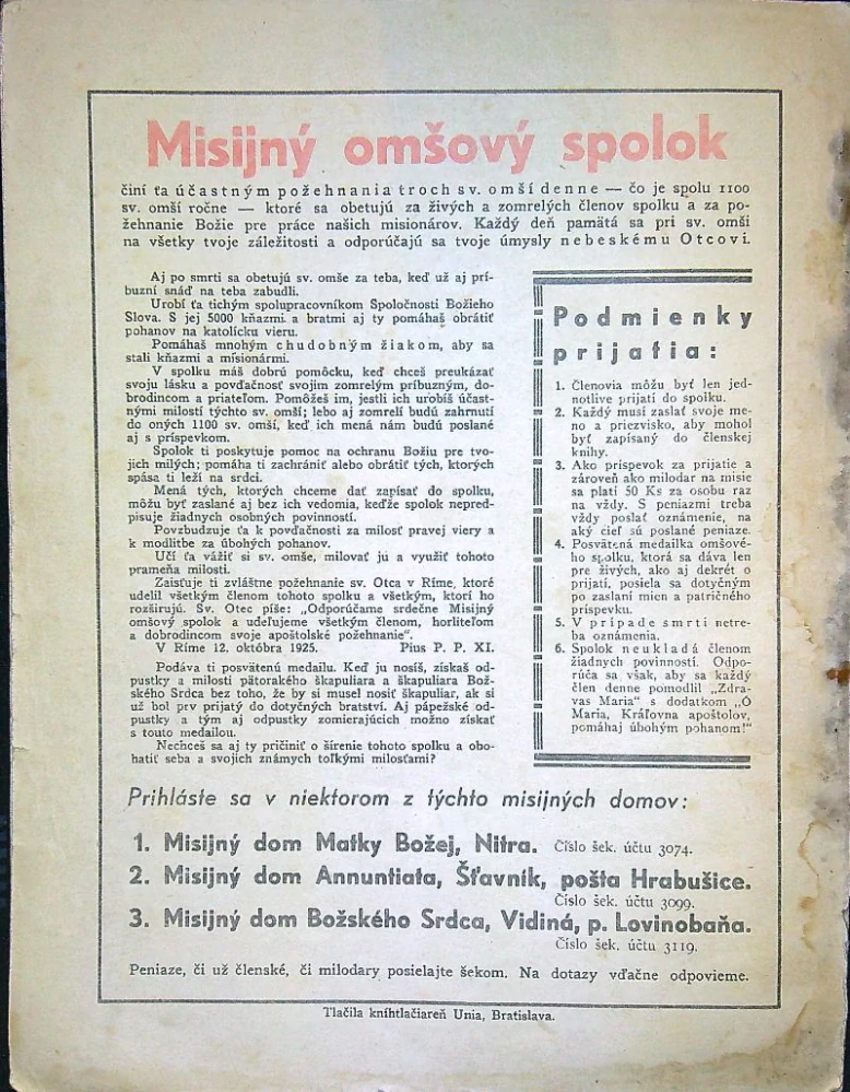 Misionársky kalendár 1940
