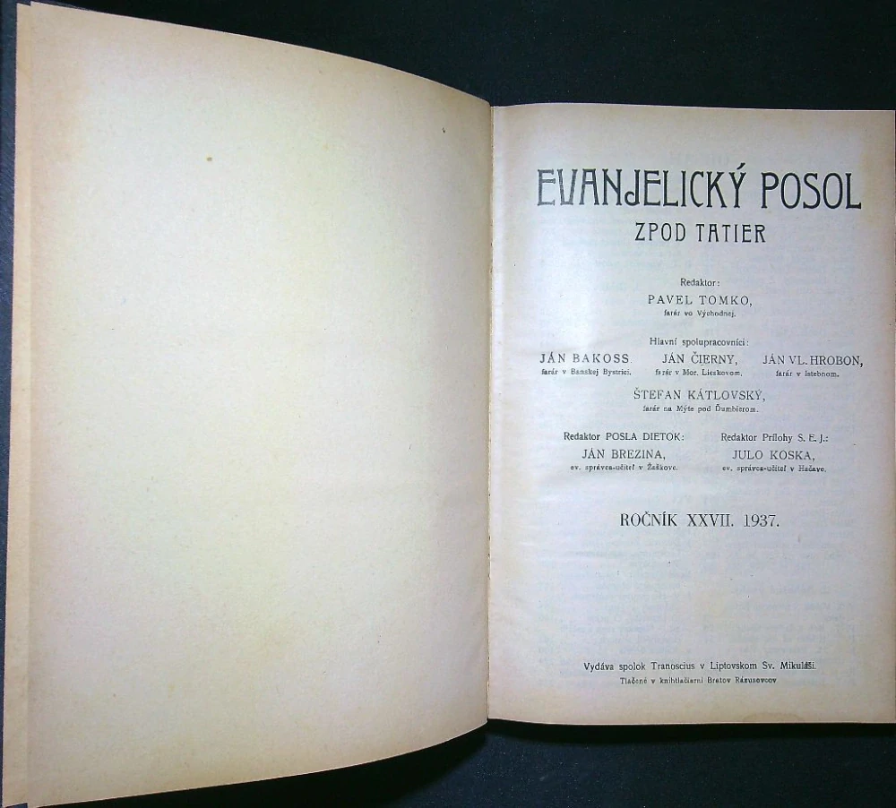 Evanjelický posol zpod Tatier 1937