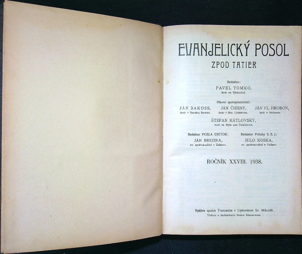 Evanjelický posol zpod Tatier 1938
