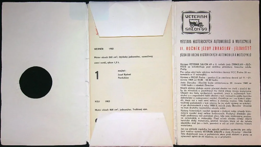 Katalog Výstava historických automobilů a motocyklů Praha 11.-21.6.1969