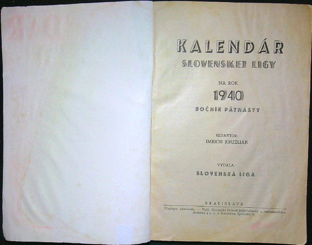 Kalendár Slovenskej ligy 1940