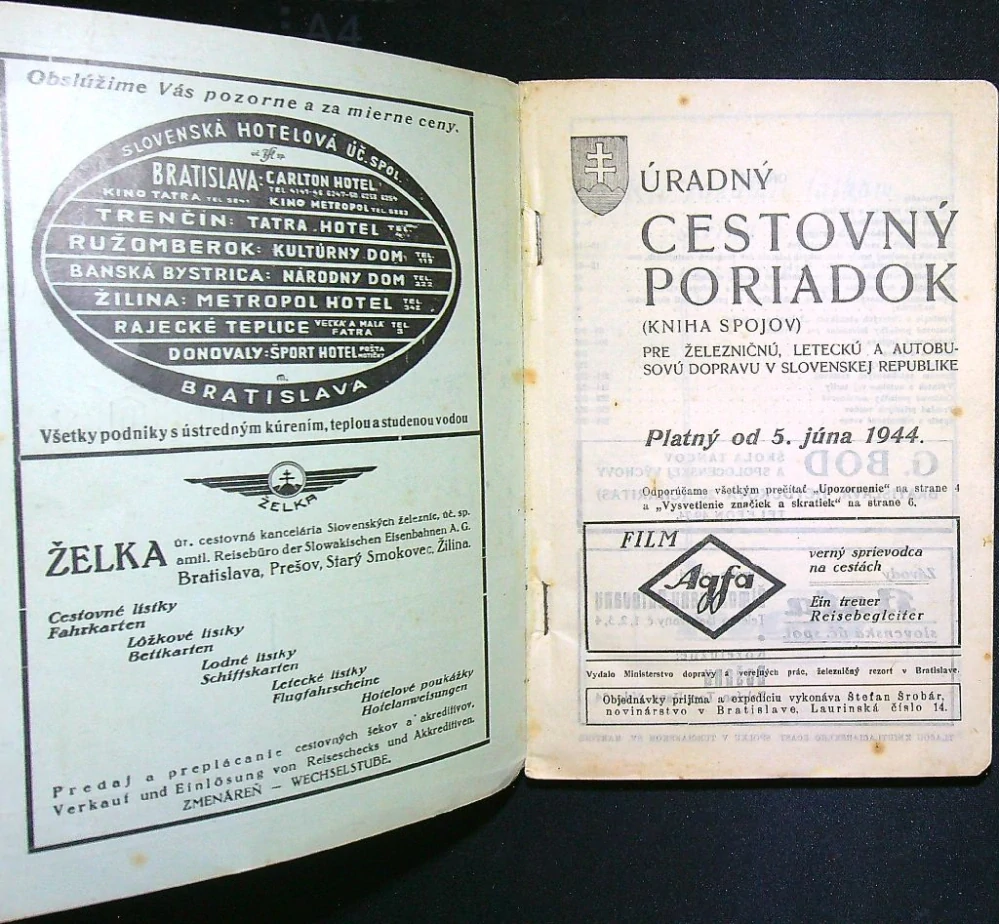Úradný cestovný poriadok 1944