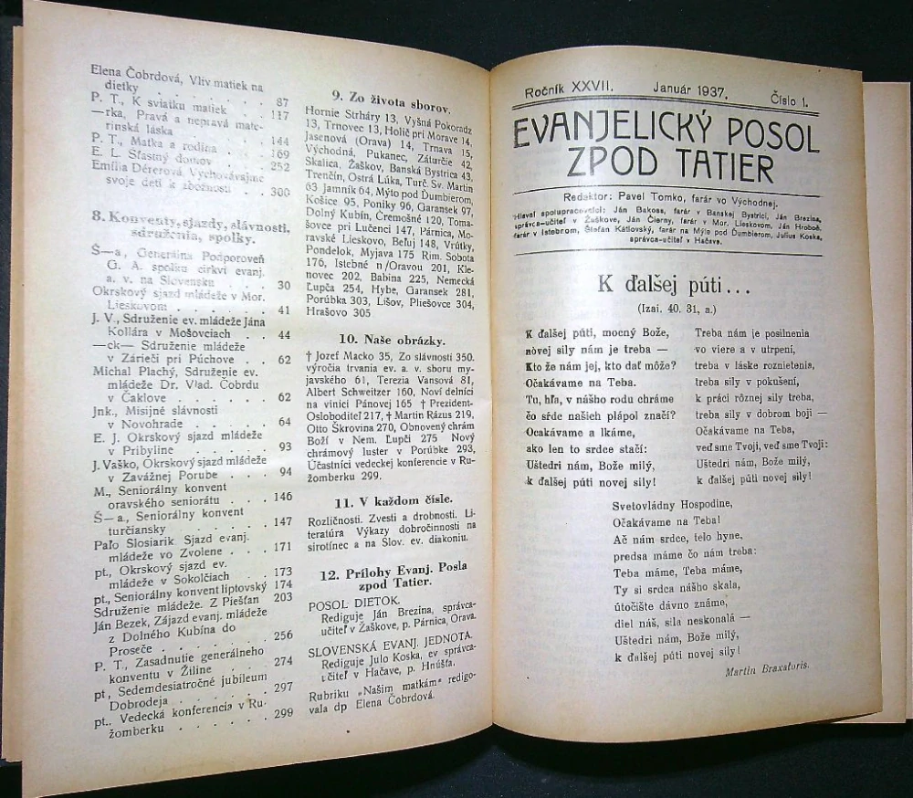 Evanjelický posol zpod Tatier 1937