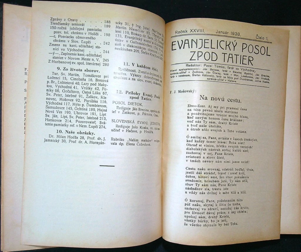Evanjelický posol zpod Tatier 1938